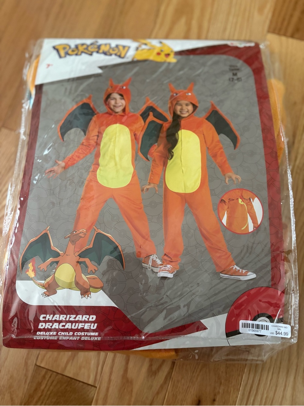 Pokekon Charizard Orange and Yellow Charizard-Style Kids Costume